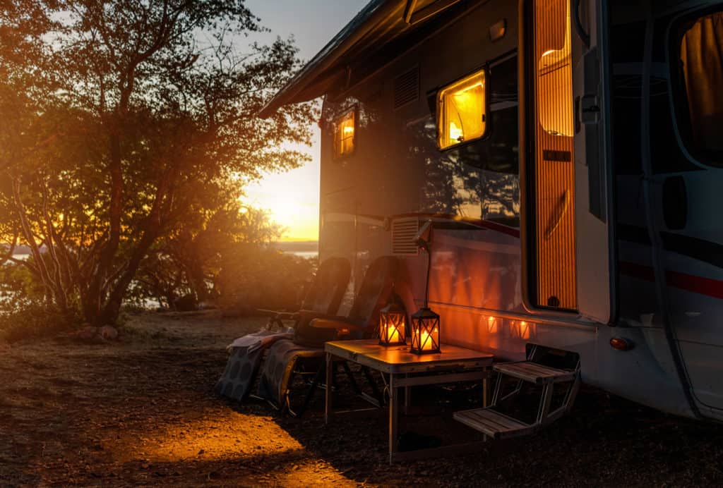 A sunset in a campground