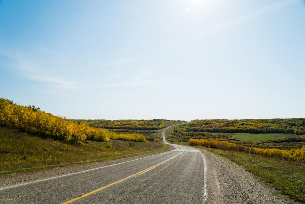 An empty highway in Manitoba