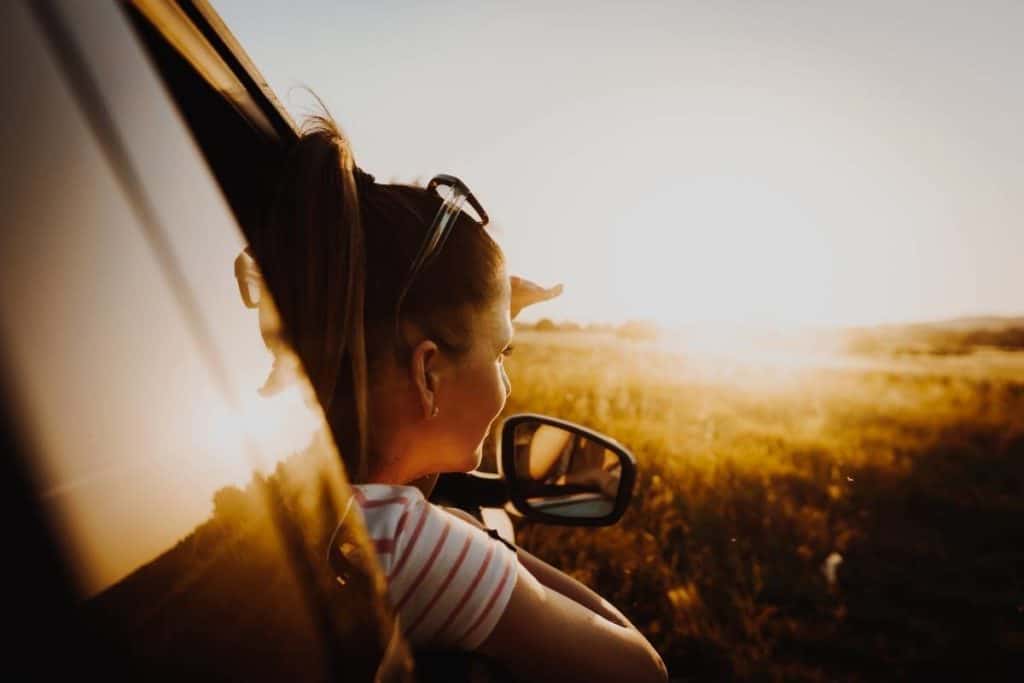 Girl looking at sunset