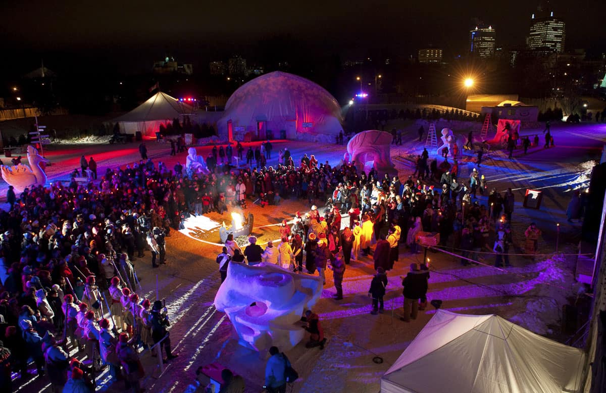 People attend the Festival du Voyageur in Winnipeg