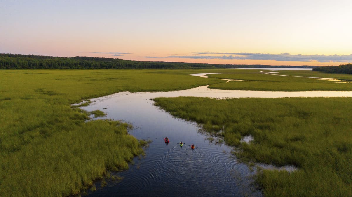 Sunset over a windy river in Whiteshell Provincial Park