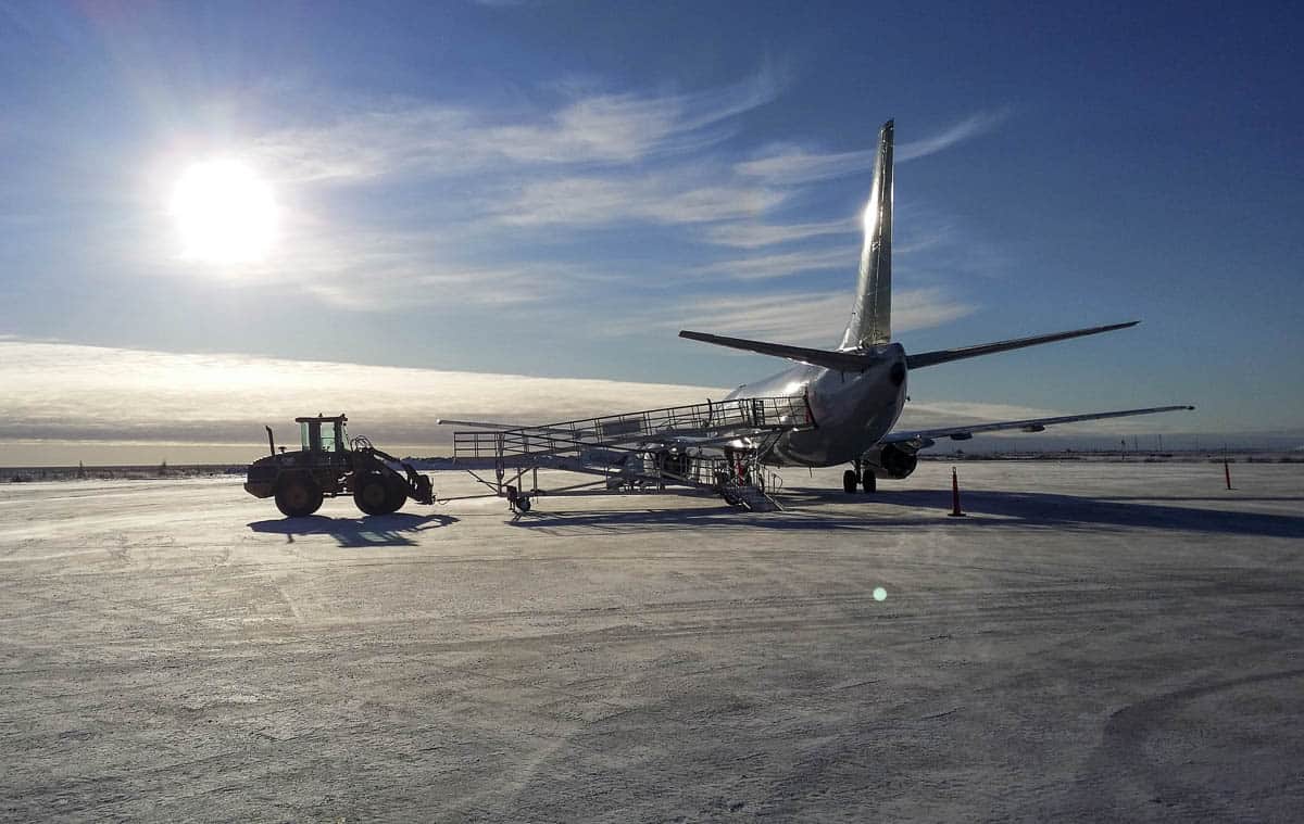 A plane at the Churchill Airport