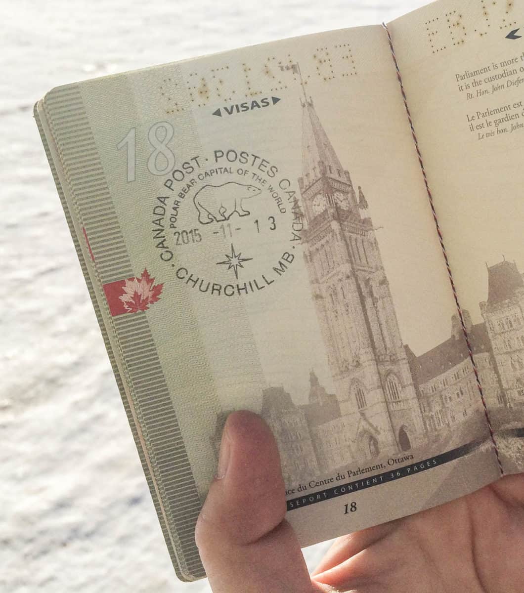 Passport stamp in Churchill