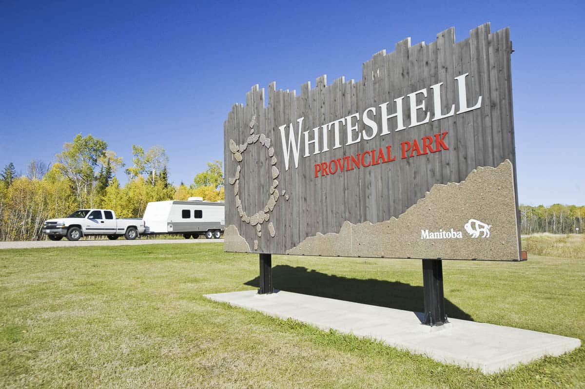 Welcome sign to Whiteshell Provincial Park