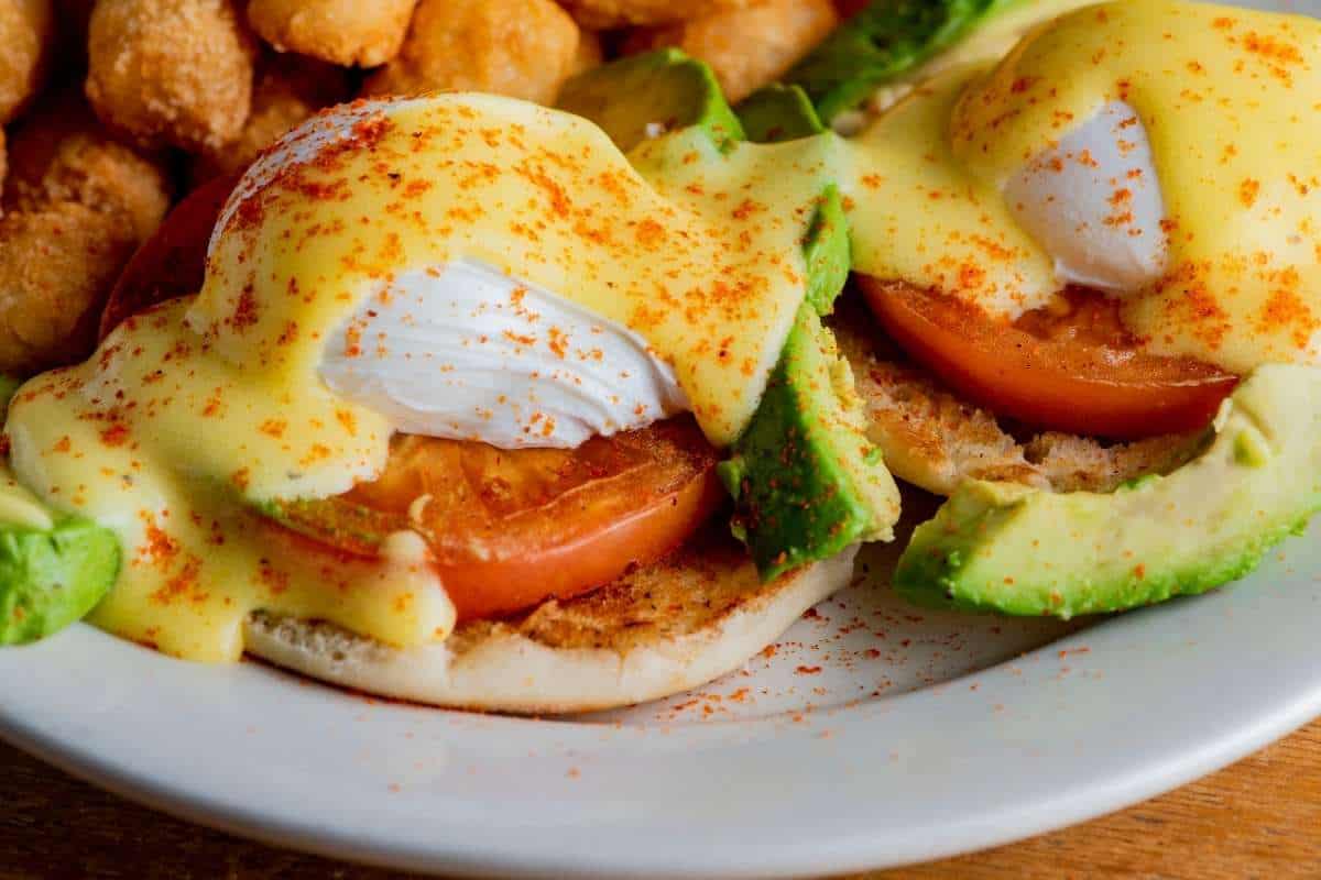 Eggs Benedict with avocado