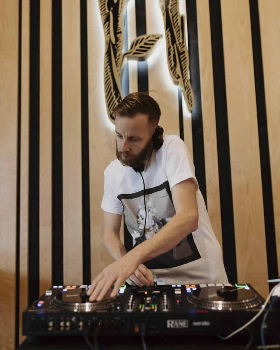 A DJ performs at Hargrave St Market