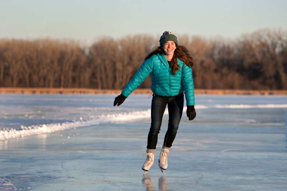 An ice skater outdoors