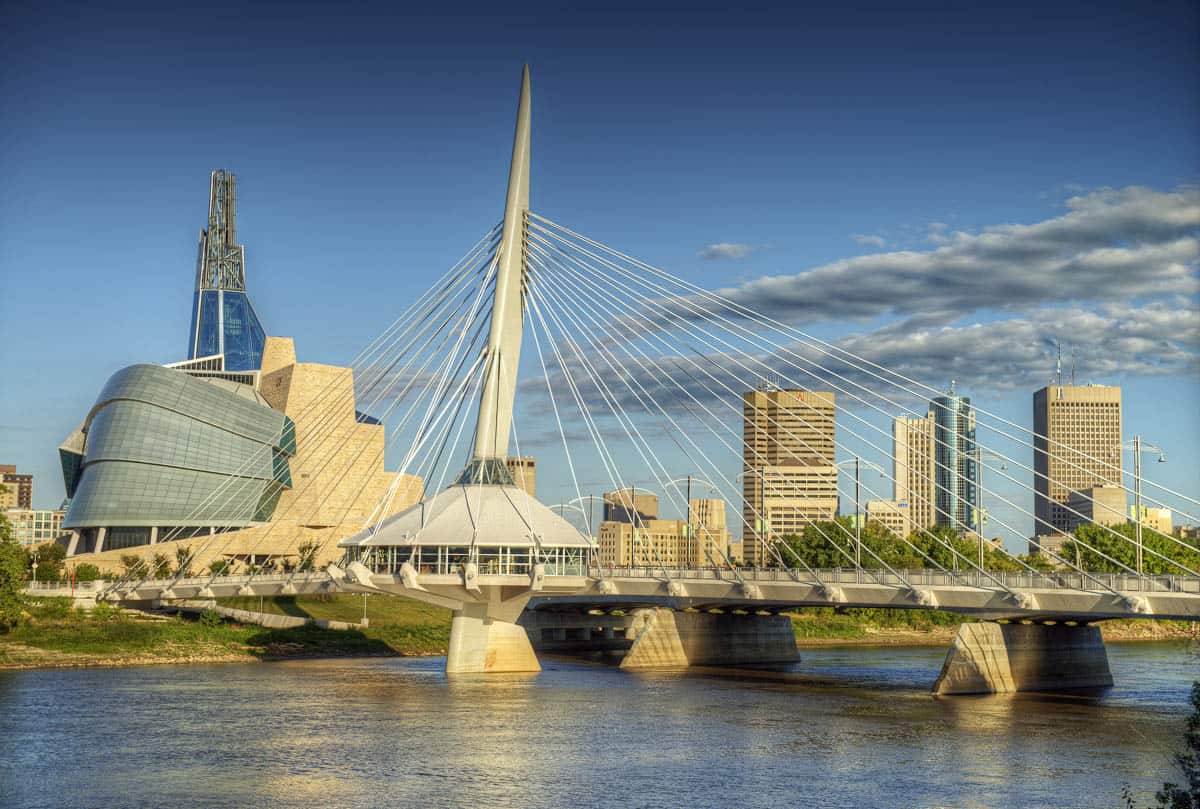 Esplanade Riel over the Red River in downtown Winnipeg