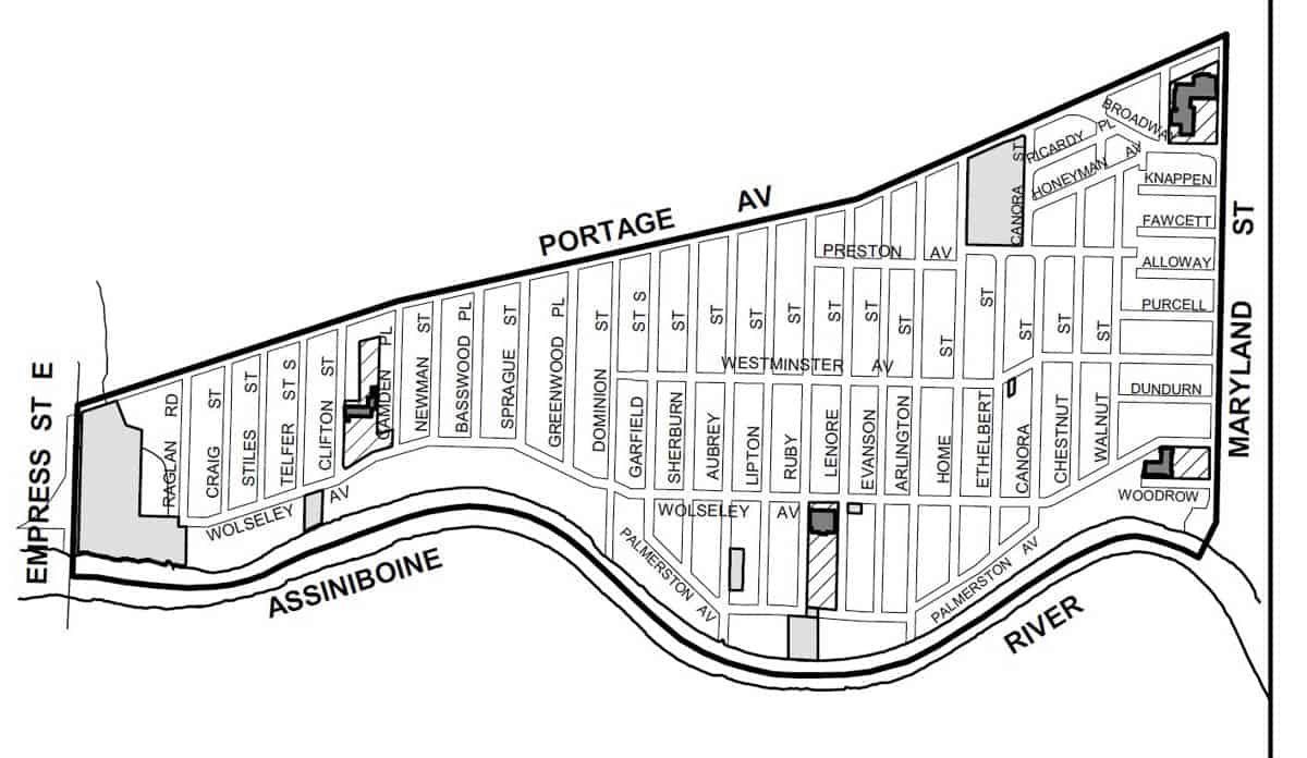 Map of Wolseley Winnipeg