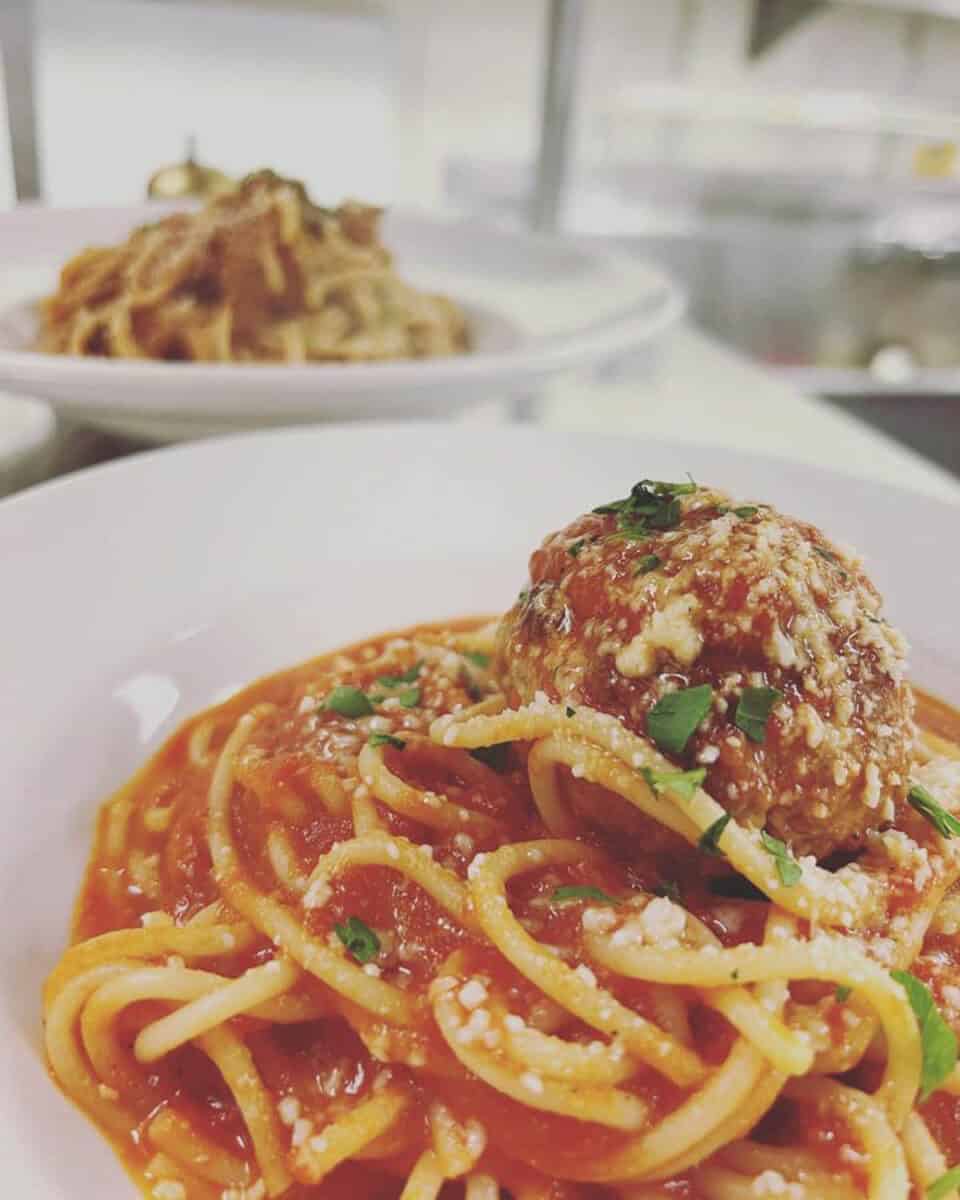 Spaghetti and a meatball from Tre Visi Cafe
