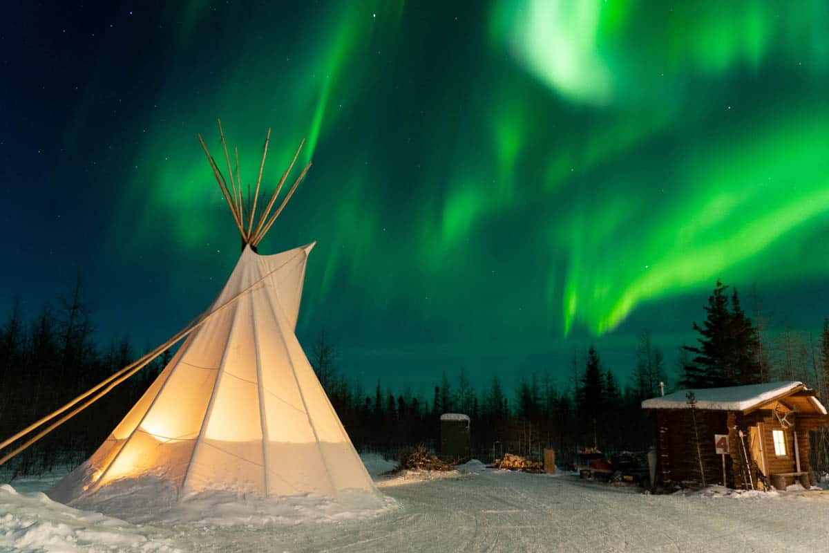Northern Lights in Churchill with Tipi