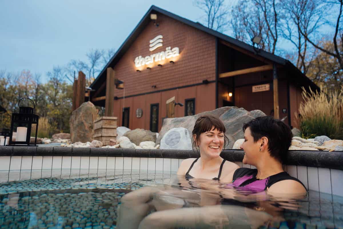 A couple in the pool at Thermea Nordik Spa