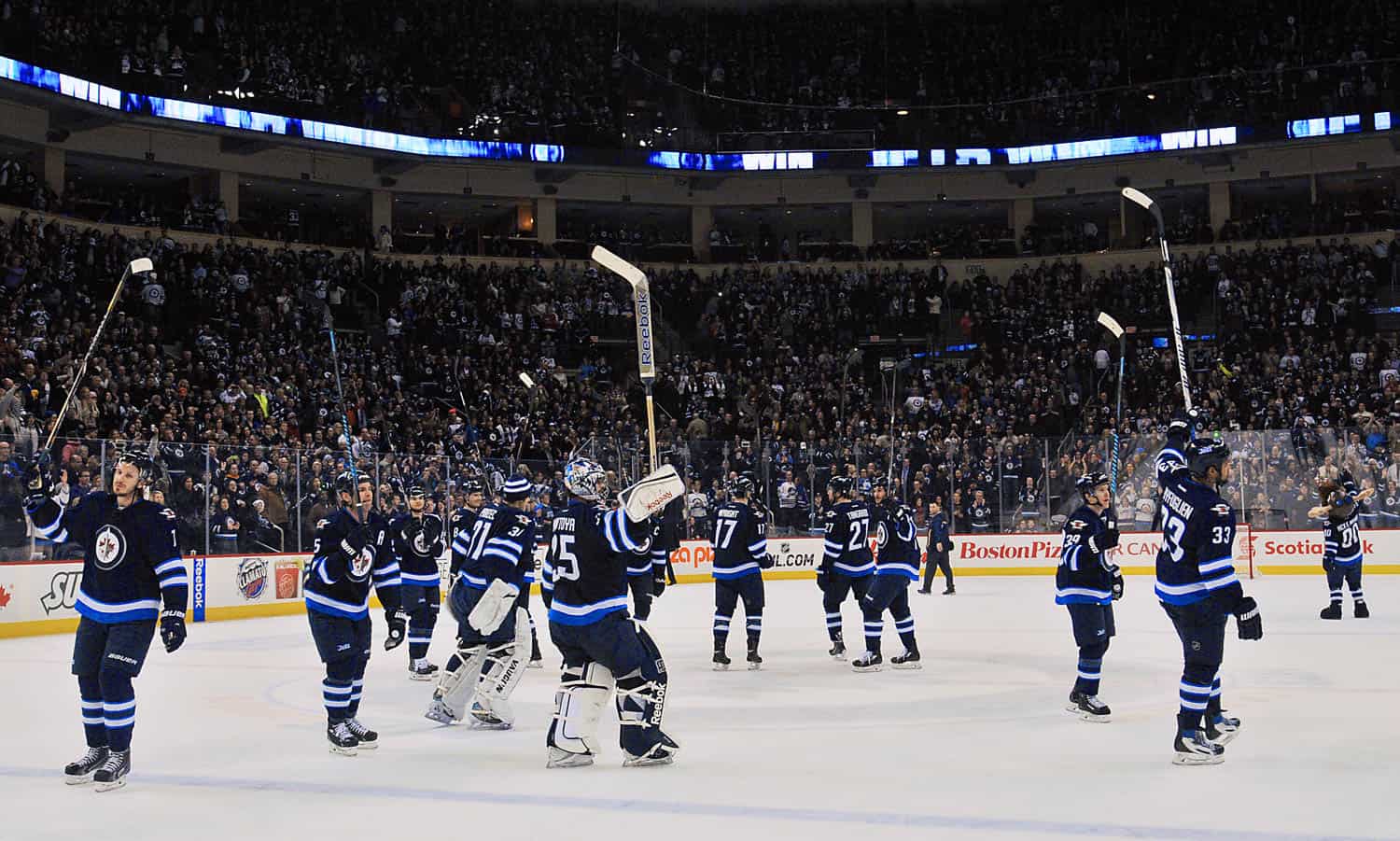 Winnipeg Jets hockey club celebrates with their fans